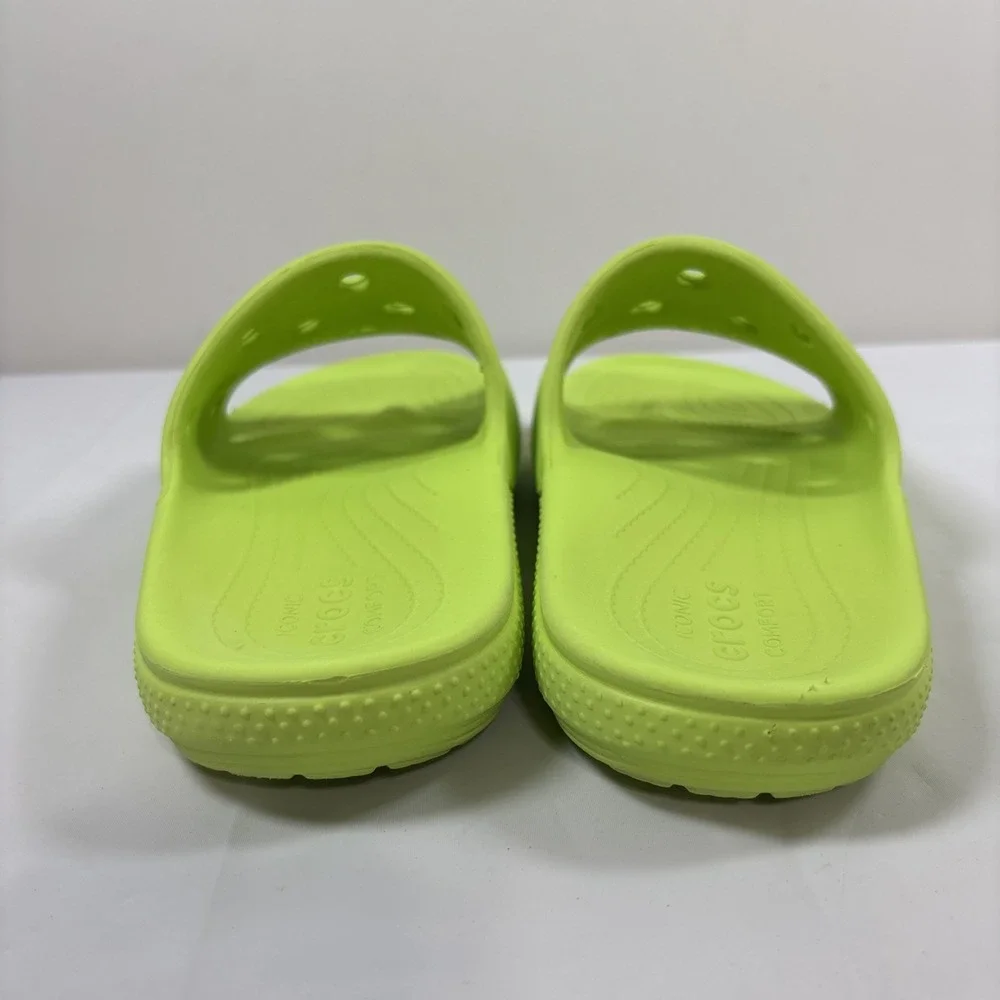 Crocs Classic Slide Sandals Neon Lime Green Womens 9 Mens 7 Slip On Shoe Comfort